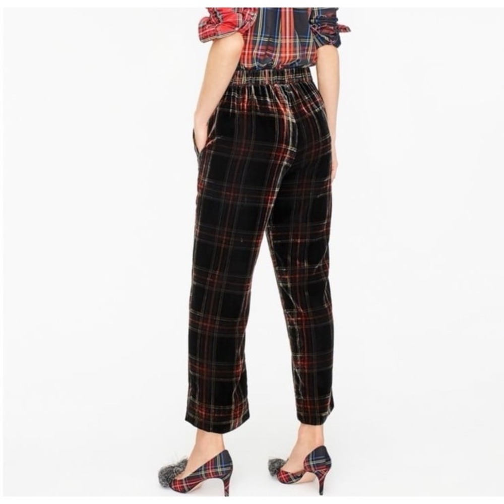 JCrew Pant Trouser Peyton Stewart Tartan Plaid Velvet Holiday Party Winter Sz 00